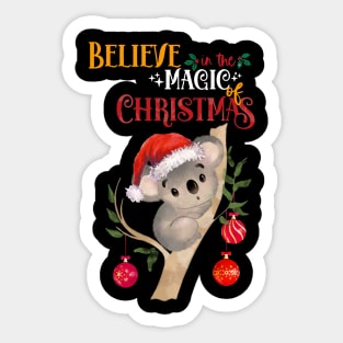 This cute Koala Christmas believe in the magic of christmas, australian Christmas lovers Sticker